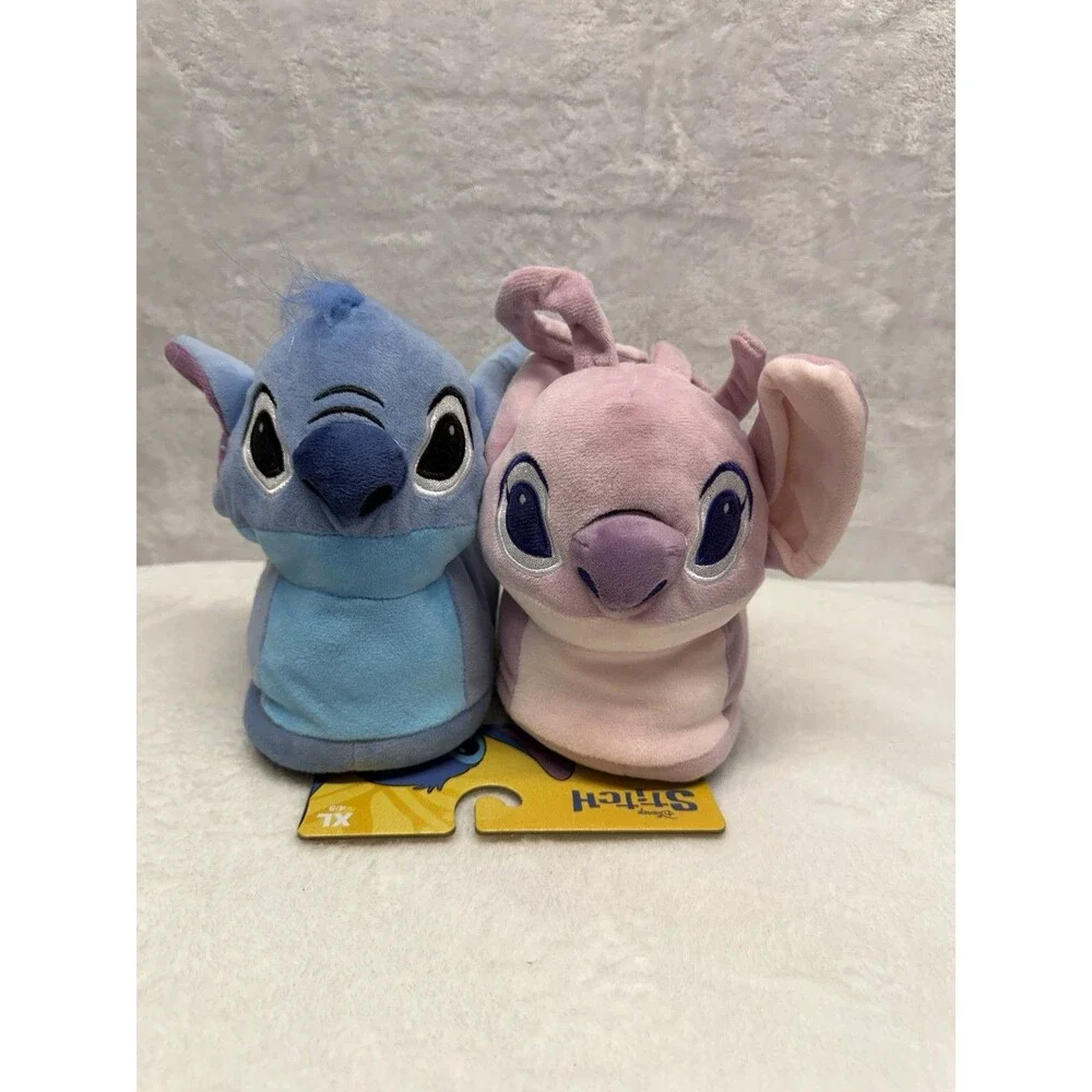 Disney Stitch & Angel Plush Slippers Girl XL Blue Pink
